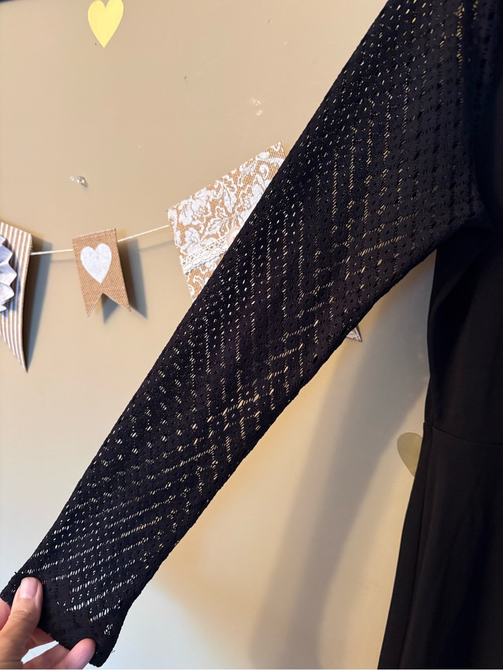 Michael Kors Black Long-Sleeve Lace Wrap Dress - Picture 6 of 10